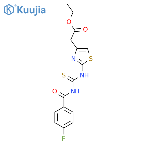 ethyl 2-2-({(4-fluorophenyl)formamidomethanethioyl}amino)-1,3-thiazol-4-ylacetate structure