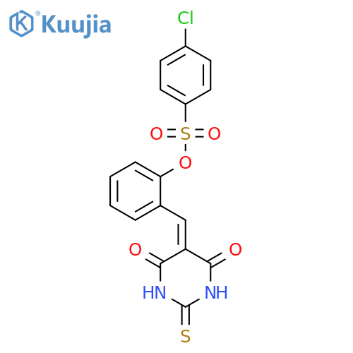 <br>2-[(4,6-dioxo-2-thioxotetrahydro-5(2H)-pyrimidinylidene)methyl]phenyl 4-chl orobenzenesulfonate structure
