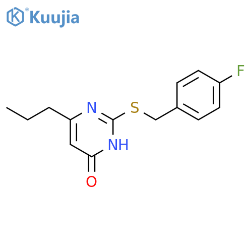 2-{(4-fluorophenyl)methylsulfanyl}-6-propyl-3,4-dihydropyrimidin-4-one structure