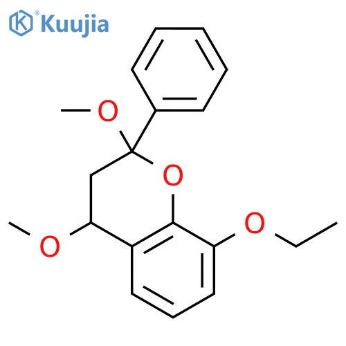 2H-1-BENZOPYRAN, 8-ETHOXY-3,4-DIHYDRO-2,4-DIMETHOXY-2-PHENYL- structure