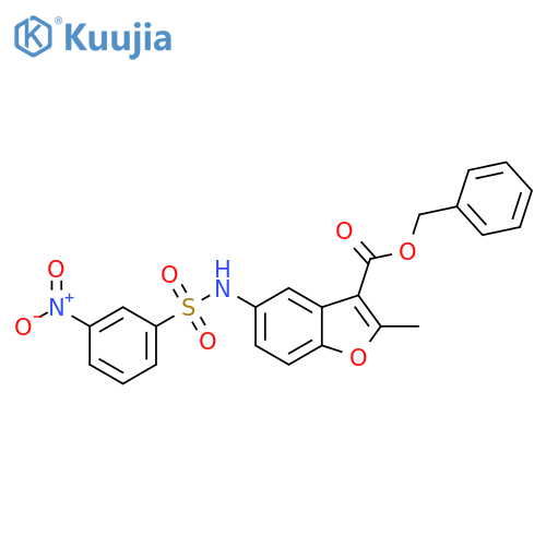 benzyl 2-methyl-5-(3-nitrobenzenesulfonamido)-1-benzofuran-3-carboxylate structure