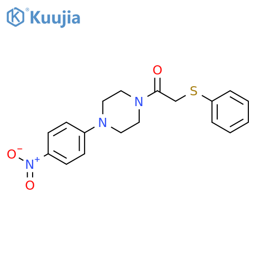 1-(4-nitrophenyl)-4-[(phenylthio)acetyl]piperazine structure