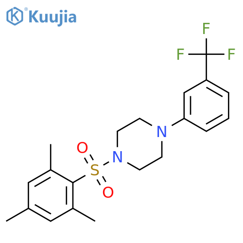1-3-(trifluoromethyl)phenyl-4-(2,4,6-trimethylbenzenesulfonyl)piperazine structure