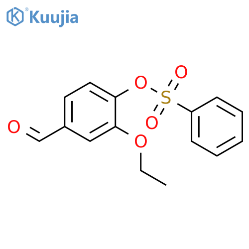 2-ethoxy-4-formylphenyl 1-benzenesulfonate structure