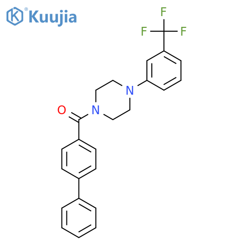 1-(4-biphenylylcarbonyl)-4-[3-(trifluoromethyl)phenyl]piperazine structure