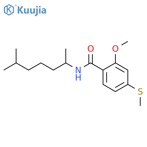 2-methoxy-N-(6-methylheptan-2-yl)-4-(methylsulfanyl)benzamide structure