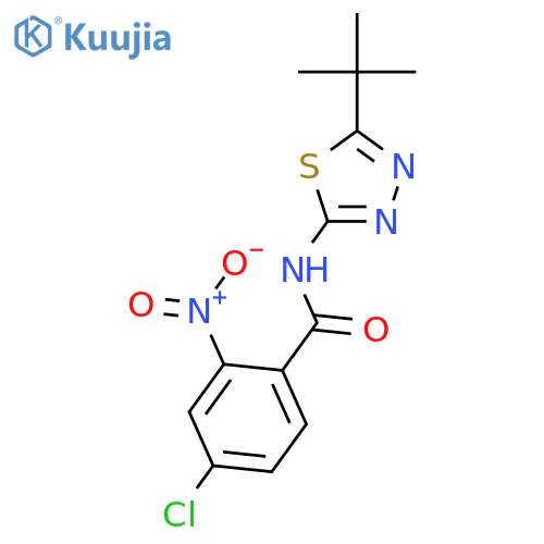 N-(5-tert-butyl-1,3,4-thiadiazol-2-yl)-4-chloro-2-nitrobenzamide structure