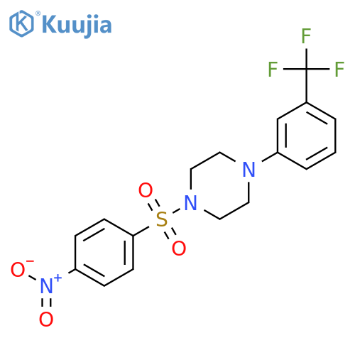 1-[(4-nitrophenyl)sulfonyl]-4-[3-(trifluoromethyl)phenyl]piperazine structure