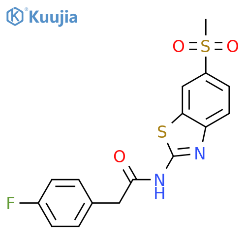 2-(4-fluorophenyl)-N-[6-(methylsulfonyl)-1,3-benzothiazol-2-yl]acetamide structure