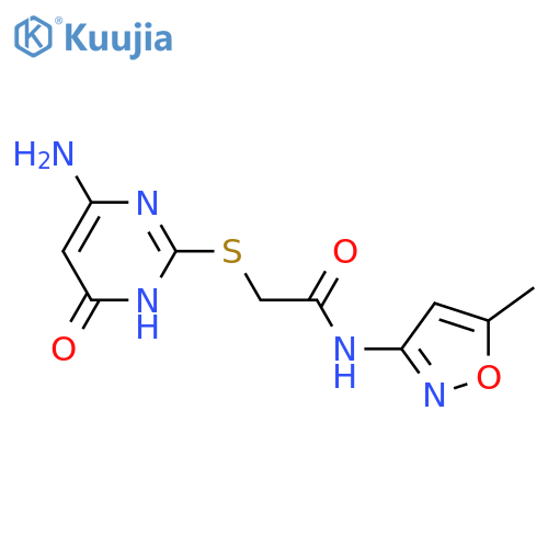 <br>2-[(4-amino-6-oxo-1,6-dihydro-2-pyrimidinyl)sulfanyl]-N-(5-methyl-3-isoxazo lyl)acetamide structure
