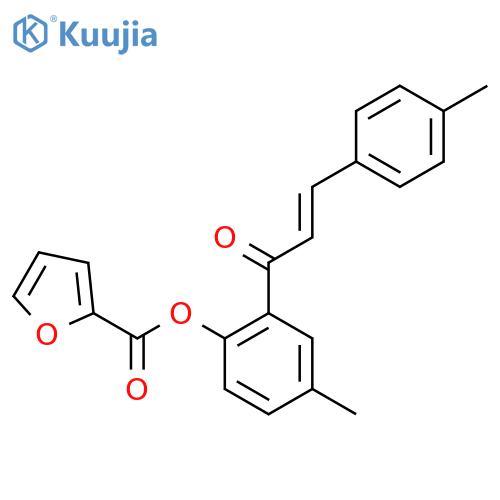 4-methyl-2-(2E)-3-(4-methylphenyl)prop-2-enoylphenyl furan-2-carboxylate structure