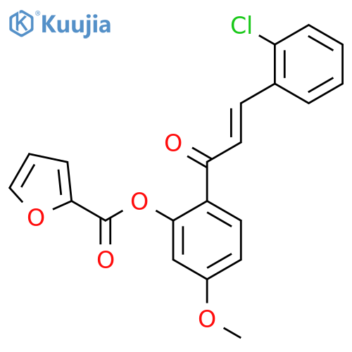 2-(2E)-3-(2-chlorophenyl)prop-2-enoyl-5-methoxyphenyl furan-2-carboxylate structure