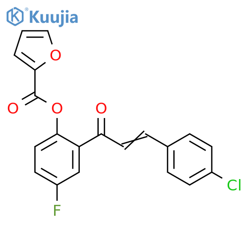2-(2E)-3-(4-chlorophenyl)prop-2-enoyl-4-fluorophenyl furan-2-carboxylate structure