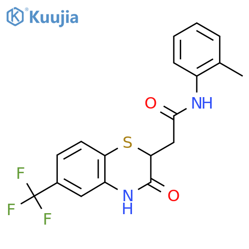 N-(2-methylphenyl)-2-3-oxo-6-(trifluoromethyl)-3,4-dihydro-2H-1,4-benzothiazin-2-ylacetamide structure