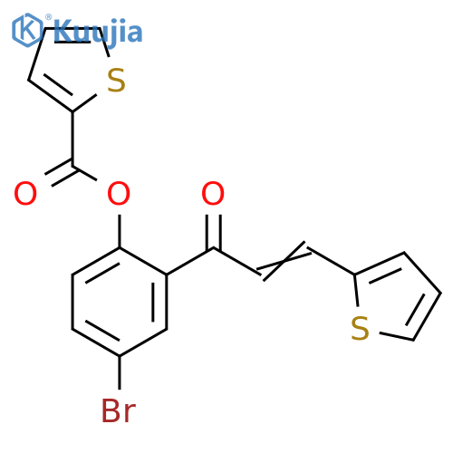 4-bromo-2-(2E)-3-(thiophen-2-yl)prop-2-enoylphenyl thiophene-2-carboxylate structure
