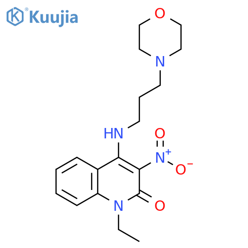 1-ethyl-4-{3-(morpholin-4-yl)propylamino}-3-nitro-1,2-dihydroquinolin-2-one structure