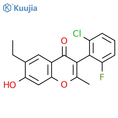 3-(2-Chloro-6-fluoro-phenyl)-6-ethyl-7-hydroxy-2-methyl-chromen-4-one structure