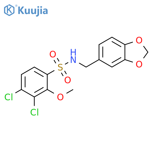 N-(2H-1,3-benzodioxol-5-yl)methyl-3,4-dichloro-2-methoxybenzene-1-sulfonamide structure