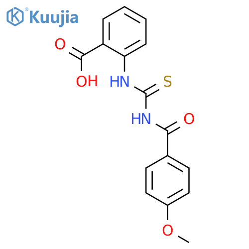2-({[(4-Methoxyphenyl)carbonyl]carbamothioyl}amino)benzoic acid structure