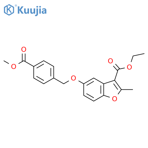 ethyl 5-{4-(methoxycarbonyl)phenylmethoxy}-2-methyl-1-benzofuran-3-carboxylate structure