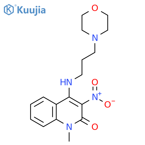1-methyl-4-{3-(morpholin-4-yl)propylamino}-3-nitro-1,2-dihydroquinolin-2-one structure