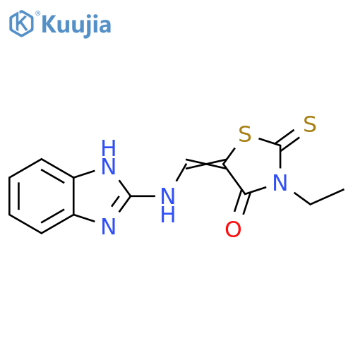 (5Z)-5-{[(1H-1,3-benzodiazol-2-yl)amino]methylidene}-3-ethyl-2-sulfanylidene-1,3-thiazolidin-4-one structure