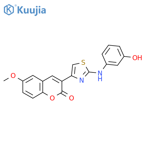 3-{2-(3-hydroxyphenyl)amino-1,3-thiazol-4-yl}-6-methoxy-2H-chromen-2-one structure