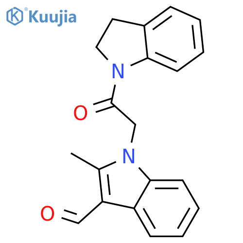 1-[2-(2,3-dihydro-indol-1-yl)-2-oxo-ethyl]-2-methyl-1h-indole-3-carbaldehyde structure