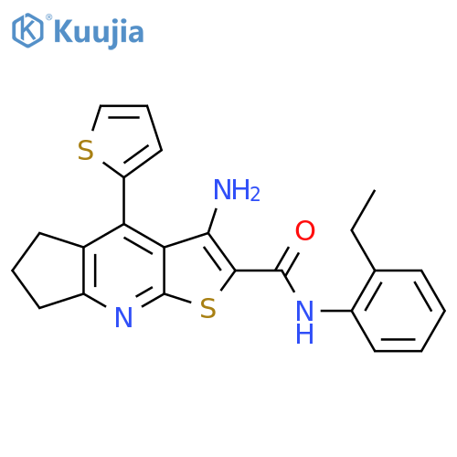 6-amino-N-(2-ethylphenyl)-8-(thiophen-2-yl)-4-thia-2-azatricyclo7.3.0.0^{3,7}dodeca-1,3(7),5,8-tetraene-5-carboxamide structure