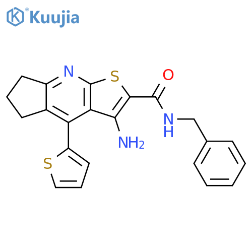 6-amino-N-benzyl-8-(thiophen-2-yl)-4-thia-2-azatricyclo7.3.0.0^{3,7}dodeca-1,3(7),5,8-tetraene-5-carboxamide structure