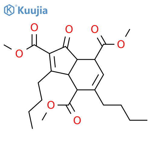 1H-Indene-2,4,7-tricarboxylic acid, 3,5-dibutyl-3a,4,7,7a-tetrahydro-1-oxo-, 2,4,7-trimethyl ester, (3aR,4R,7S,7aS)-rel- structure