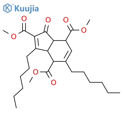 1H-Indene-2,4,7-tricarboxylic acid, 3,5-dihexyl-3a,4,7,7a-tetrahydro-1-oxo-, 2,4,7-trimethyl ester, (3aR,4R,7S,7aS)-rel- structure