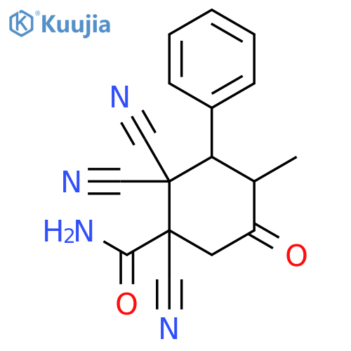 CYCLOHEXANECARBOXAMIDE, 1,2,2-TRICYANO-4-METHYL-5-OXO-3-PHENYL- structure