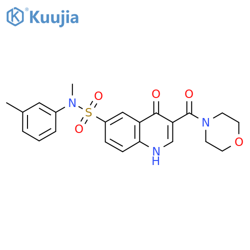 N-methyl-3-(morpholine-4-carbonyl)-4-oxo-N-(m-tolyl)-1,4-dihydroquinoline-6-sulfonamide structure