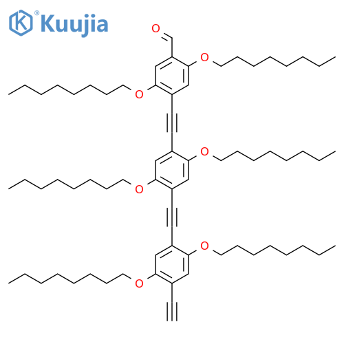 Benzaldehyde, 4-[[4-[[4-ethynyl-2,5-bis(octyloxy)phenyl]ethynyl]-2,5-bis(octyloxy)phenyl]ethynyl]-2,5-bis(octyloxy)- (9CI) structure