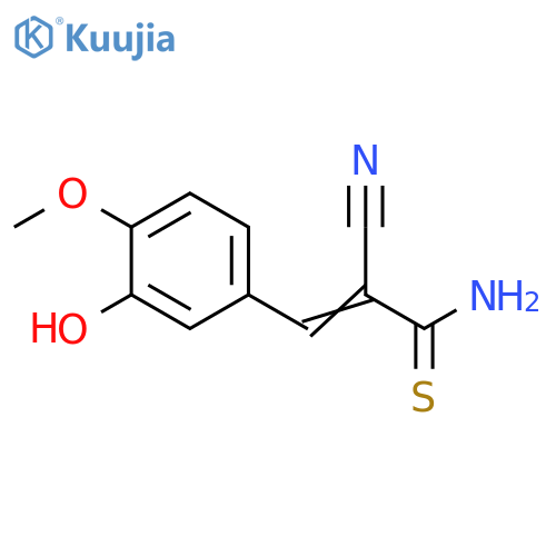 (2Z)-2-cyano-3-(3-hydroxy-4-methoxyphenyl)prop-2-enethioamide structure