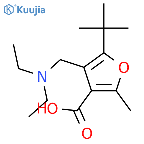 5-tert-butyl-4-diethylaminomethyl-2-methyl-furan-3-carboxylic acid structure