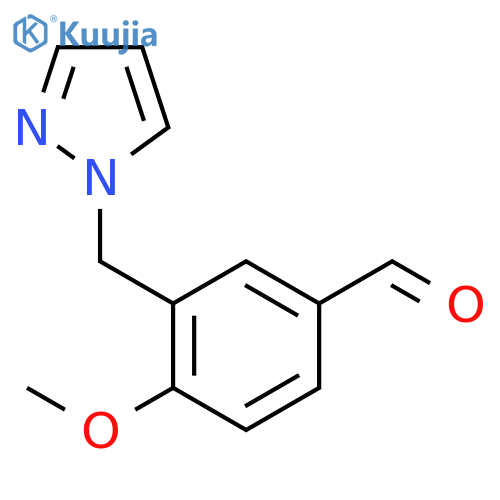 4-methoxy-3-[(1H-pyrazol-1-yl)methyl]benzaldehyde structure