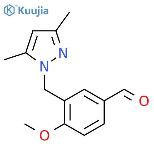 3-[(3,5-dimethyl-1H-pyrazol-1-yl)methyl]-4-methoxybenzaldehyde structure