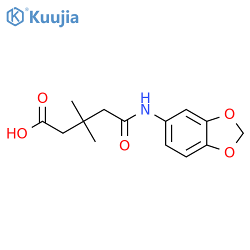 4-(benzo[1,3]dioxol-5-ylcarbamoyl)-3,3-dimethyl-butyric acid structure