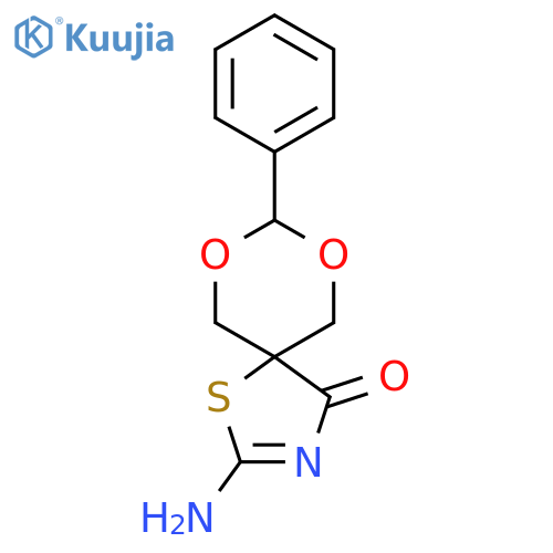 2-amino-8-phenyl-7,9-dioxa-1-thia-3-aza-spiro[4.5]dec-2-en-4-one structure