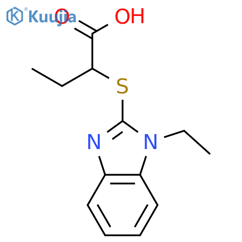 Butanoic acid,2-[(1-ethyl-1H-benzimidazol-2-yl)thio]- structure