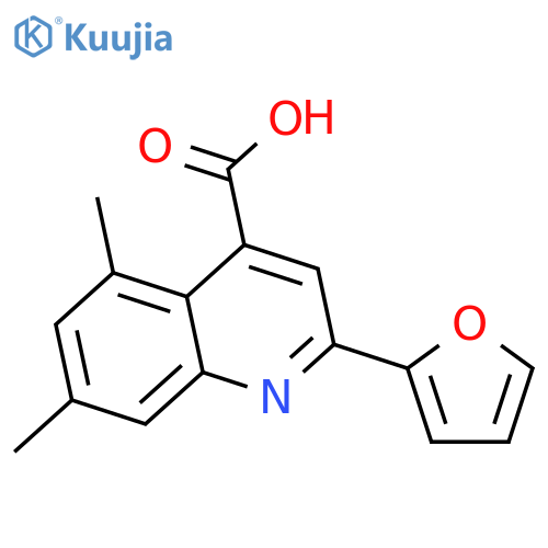 2-(furan-2-yl)-5,7-dimethylquinoline-4-carboxylic acid structure