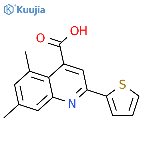 5,7-dimethyl-2-(thiophen-2-yl)quinoline-4-carboxylic acid structure