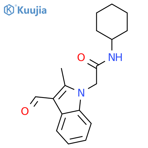 N-Cyclohexyl-2-(3-formyl-2-methyl-indol-1-yl)-acetamide structure