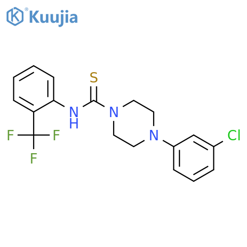 4-(3-chlorophenyl)-N-2-(trifluoromethyl)phenylpiperazine-1-carbothioamide structure