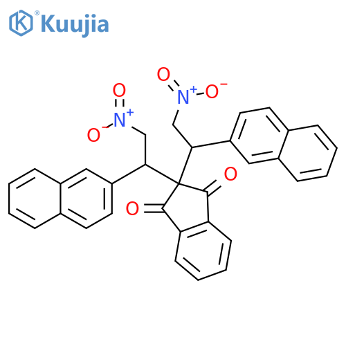 1H-Indene-1,3(2H)-dione, 2,2-bis[1-(2-naphthalenyl)-2-nitroethyl]- structure