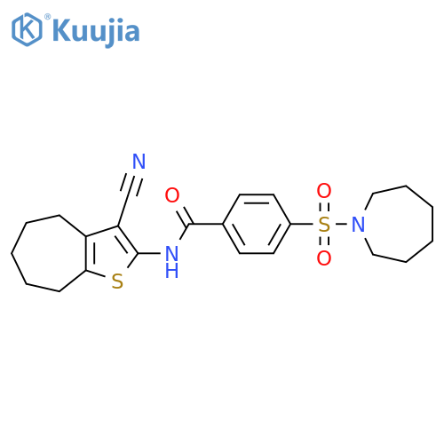 4-(azepane-1-sulfonyl)-N-{3-cyano-4H,5H,6H,7H,8H-cycloheptabthiophen-2-yl}benzamide structure