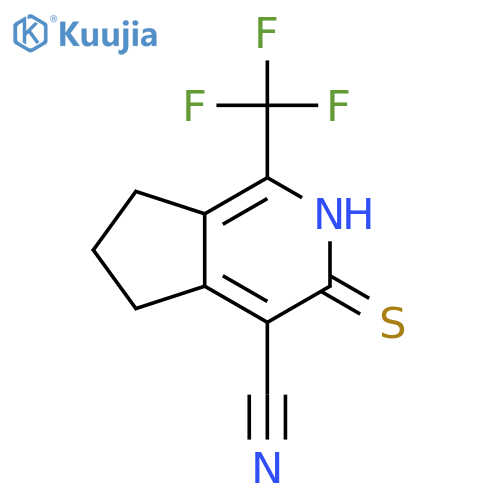 3-sulfanylidene-1-(trifluoromethyl)-2H,3H,5H,6H,7H-cyclopentacpyridine-4-carbonitrile structure