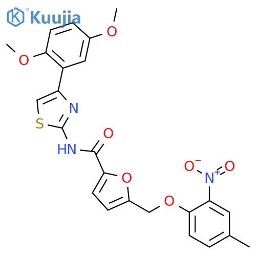 <br>N-[4-(2,5-dimethoxyphenyl)-1,3-thiazol-2-yl]-5-[(4-methyl-2-nitrophenoxy)me thyl]furan-2-carboxamide structure